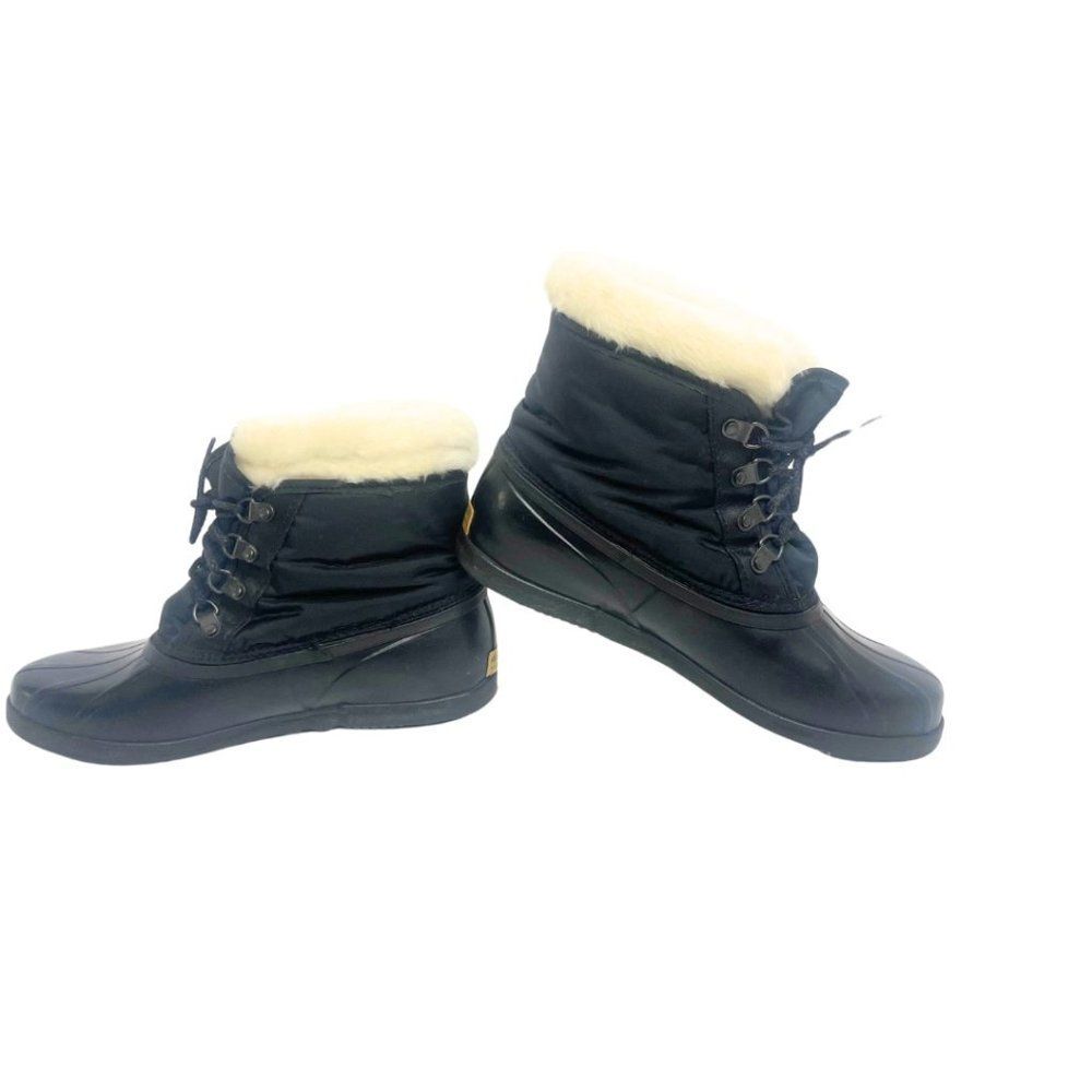 Winter Black Lace up Warm Lined Waterproof Boots  Size 10